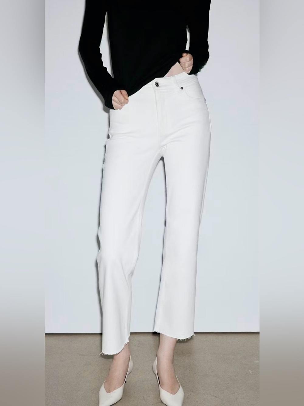 Mango Sienna White Straight-Leg Jeans